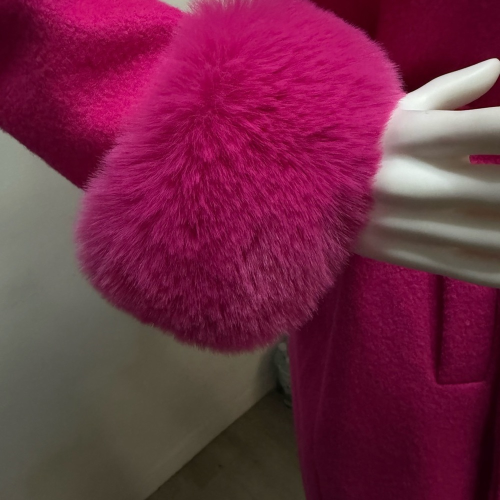 Women's Pink Double-Breasted Coat - Picture 5 of 15